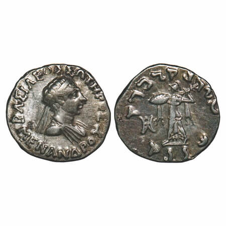 Indo-Greek, Menander I, Silver Drachms, 2.50g, 15.71x16.63mm, Obv: Diademed bust of king t