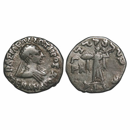 Indo-Greek, Menander I, Silver Drachms, 2.39g, 15.78x16.56mm, Obv: Diademed bust of king t