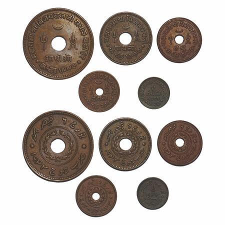 Kutch, Copper (5 Coins), Vijayrajji, Trambiyo VS 2000/1943 AD, Dhinglo VS 2000/1943 AD, Dh
