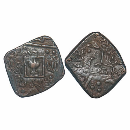 Lunawada, Copper Square Paisa, 7.87g, Vakhat Singhji II (VS 1924-1986/1867-1929 AD), 19(42