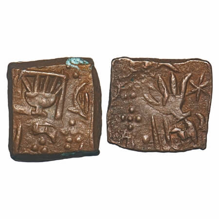 Lunawada, Copper Square Paisa, 7.45g, Wakhat Singhji, (1942 VS), Obv: Dieties Palm type wi
