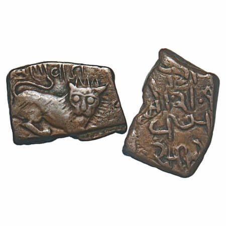 Lunawada, Copper rectangle 1/2 Paisa, 4.28g, Wakhat Singhji (VS 1924-1986/ 1867-1929AD), (