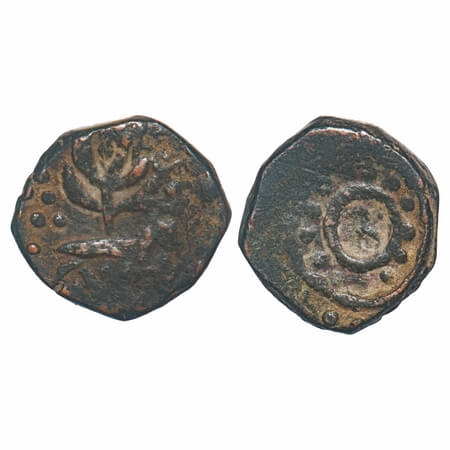 Ratlam, Copper Paisa, 11.82g, Unknown issues, Obv: leafy stem, Rev: Dotted (raij type) Cir