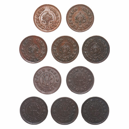 Travancore, Copper 4 Cash (5 Coins), Rama Verma VI (ME 1062-1101/1885-1924 AD), struck dur
