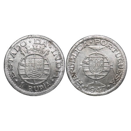 Indo Portuguese, Half Silver, Rupia, 11.81g, Republic, 1947. A.Gomes (page 605) 11.01 / KM
