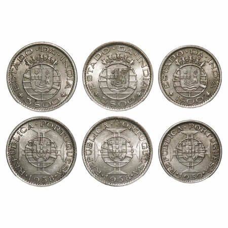 Indo Pourtuguese, Copper Nickle (3 Coins), Republic, 3 Escudos 1958 (2) & 1 Escudos 1959. 