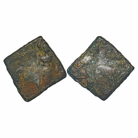 Pre-satavahana, Vidarbha region, River Goddess type, Copper Unit, 3.75g, 21.16x20.42mm, Ob