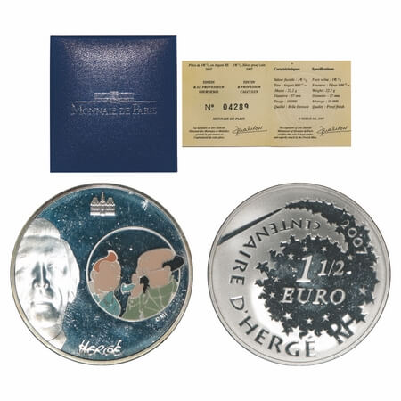France, 1 1/2 Euro, Silver Proof, 22.20g, (0.900% Silver), 2007, 100th Anniversary of Geor