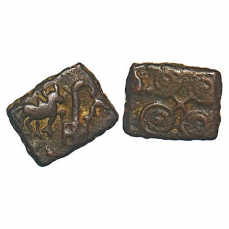 Pre-Satavahana, Vidarbha region (Paoni area), Uninscribed type, Copper Unit, 1.54g, 12.78x