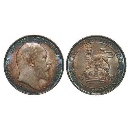 Great Britian, Silver, Shilling, 5.65g, 1902, Edward VII. KM 816. Toned About Extremely Fi