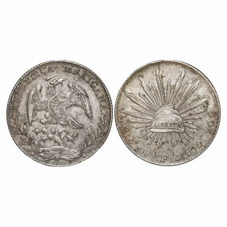 Mexico, Silver 8 Reales, 27.31g, 1887 AD, Zacatecas Mint, by Mint master Francisco de P Za