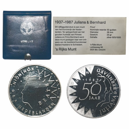 Nederland, 50 Gulden Proof, Silver 25.00g (0.925% silver), 1987, Queen Beatrix (1980-2013)