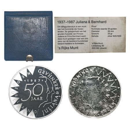 Nederland, 50 Gulden Proof, Silver 25.00g (0.925% silver), 1987, Queen Beatrix (1980-2013)