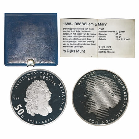 Nederland, 50 Gulden Proof, Silver 25.00g (0.925% silver), 1988, Queen Beatrix (1980-2013)