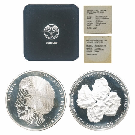 Nederland, 50 Gulden Proof, Silver 25.00g (0.925% silver), 1990, Queen Beatrix (1980-2013)