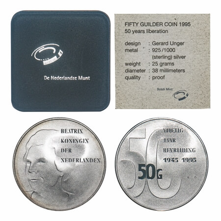 Nederland, 50 Gulden Proof, Silver 25.00g (0.925% silver), 1998, Queen Beatrix (1980-2013)