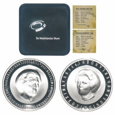 Nederland, 50 Gulden Proof, Silver 25.00g (0.925% silver), 1998, Queen Beatrix (1980-2013)