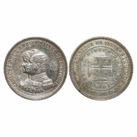 Portugal, Silver 200 Reis (0.917 silver), 4.99g, 1898 AD, 400th Anniversary Discovery of I
