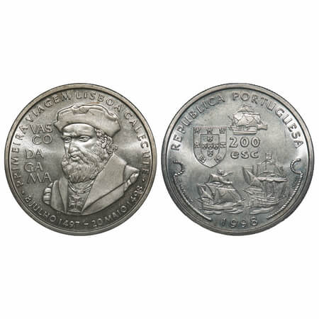 Portugal, Cu-Ni 200 Escudo, 21.20g, Republic Issue, Vasco Da Gama series, 1998 AD. KM 709.
