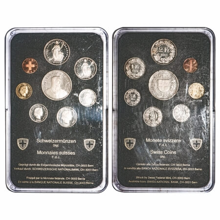 Switzerland, Set of 8 coins UNC, Mixed Metals, 1986, 5 Francs (Copper-Nickel) KM 40a.3, 2 