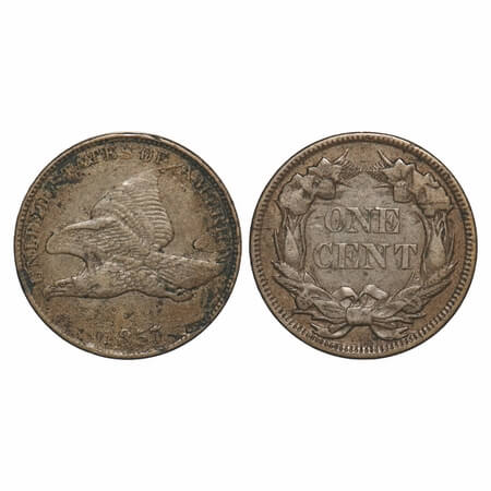 United States, Cu-Ni 1 Cents, 4.65g, Flying Eagle, 1857. KM 85. About Very Fine, Rare.