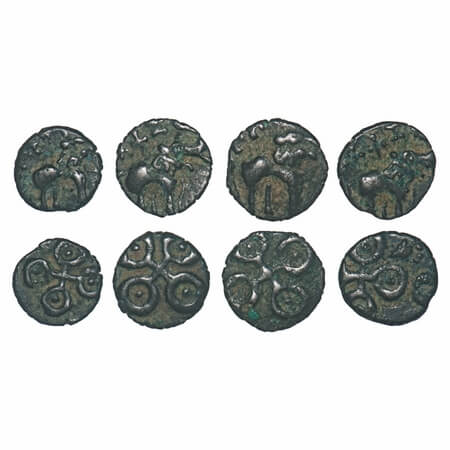 Satavahanas, Siri Satakarni (c. 100 BC), Tarhala type, Vidarbha Region, Potin Unit (4 coin