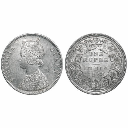 Victoria Queen, Silver, Rupee, 1862, Calcutta Mint, A/II(iii), w/o initial 'J', With Pinea