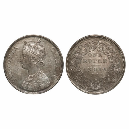 Victoria Queen, Silver, Rupee, 1862, Bombay Mint, B/II/2/0. F. Prid 71. GK 287. Very Fine+