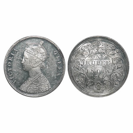 Victoria Queen, Silver, Rupee, 1862, Bombay Mint, A/II/0/1, The engraver missed to insert 
