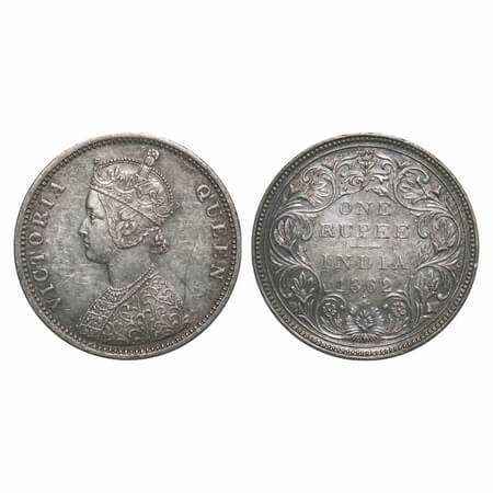 Victoria Queen, Silver, Rupee, 1862, Bombay Mint, A/II/1/1, With initial 'J', Die crack on