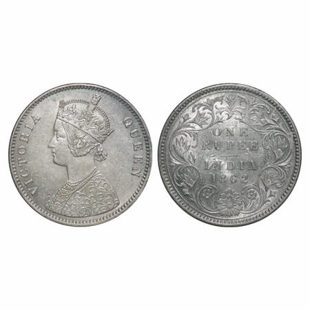 Victoria Queen, Silver, Rupee, 1862, Calcutta Mint, A/III, w/o initial 'J'. F. Prid Unlist