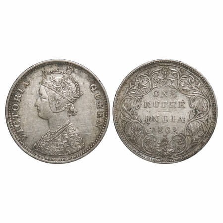 Victoria Queen, Silver, Rupee, 1862, Bombay Mint, C/II/1/2. F. Prid 105. GK 360. Very Fine