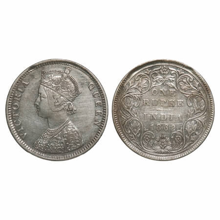 Victoria Queen, Silver, Rupee, 1862, Bombay Mint, C/II/1/2. F. Prid 105. GK 360. Very Fine