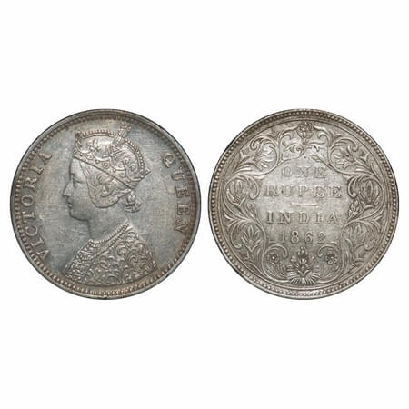 Victoria Queen, Silver, Rupee, 1862, Bombay Mint, C/II/1/2. F. Prid 105. GK 360. Very Fine