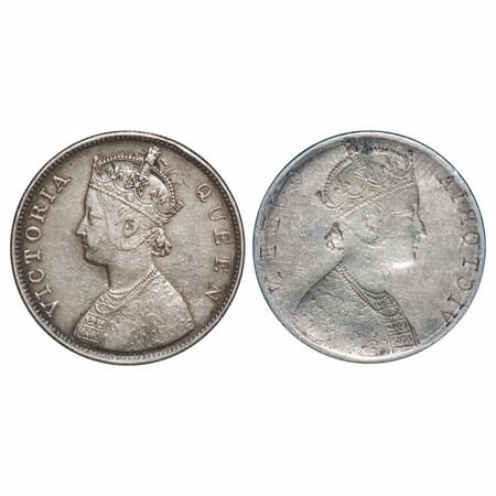 Victoria Queen, Silver, Rupee, Error, Obv Lakhi. Extremely Fine. Very Rare.