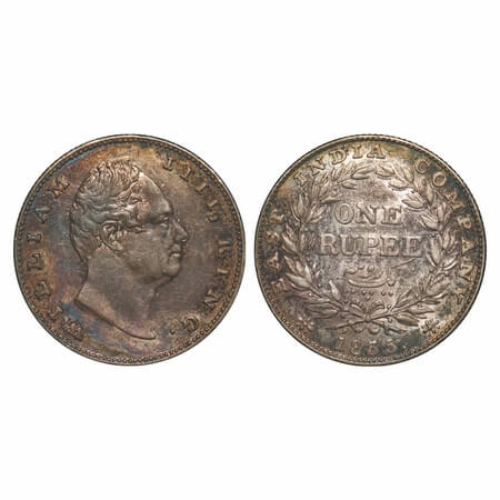 William IV, Silver, Rupee, 1835, Bombay Mint, B/II(ii), No initials, Rev aligned, Wreath w