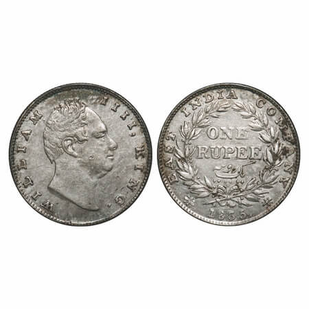 William IV, Silver, Rupee, 1835, Bombay Mint, B/II(ii), No initials, Rev aligned, Wreath w