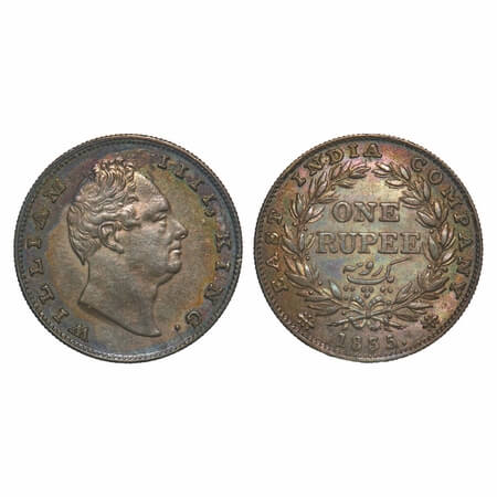 William IV, Silver, Rupee, 1835, Bombay Mint, B/II(ii), No initials, Rev aligned, Wreath w
