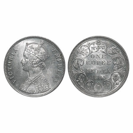 Victoria Empress, Silver, Rupee, 1885, Bombay Mint, A3/II(i), 'B' raised, Top stroke of nu