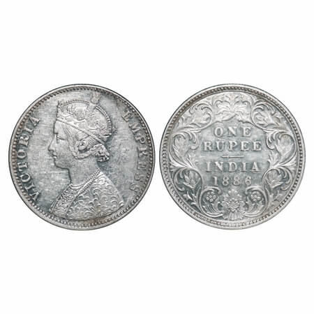 Victoria Empress, Silver, Rupee, 1886, Bombay Mint, C2/I(i), 'B' incused. F. Prid Unlisted