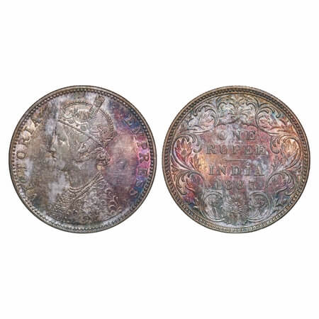 Victoria Empress, Silver, Rupee, 1887, Bombay Mint, C2/I(ii), 'B' incused, B incused inver