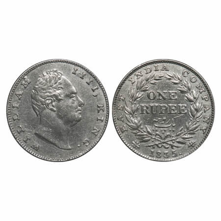William IV, Silver, Rupee, 1835, Bombay Mint, B/II(ii), No initials, Rev aligned, Wreath w