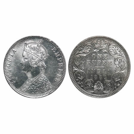 Victoria Empress, Silver, Rupee, 1889, Bombay Mint, C2/I, 'B' incused. F. Prid 177. GK 564