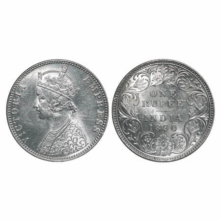 Victoria Empress, Silver, Rupee, 1890, Bombay Mint, C2/I, 'B' incused. F. Prid 178. GK 566
