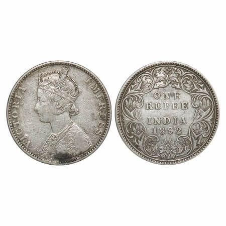 Victoria Empress, Silver, Rupee, 1892, Bombay Mint, C2/I(ii), 'B' raised. F. Prid 180. GK 