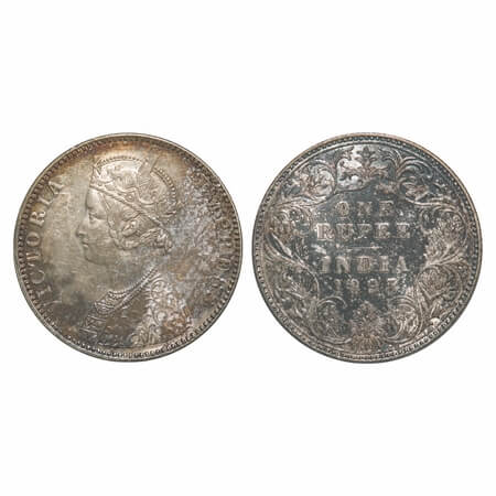 Victoria Empress, Silver, Rupee, 1893, Bombay Mint, C2/I(ii), 'B' incused, Flat 1. F. Prid
