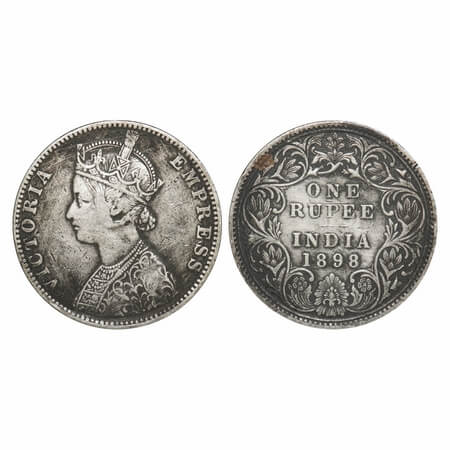 Victoria Empress, Silver, Rupee, 1898, Bombay Mint, C2/I(ii), 'B' incused, Traces of numer