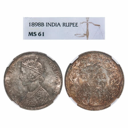 Victoria Empress, Silver, Rupee, 1898, Bombay Mint, C2/I(ii), 'B' incused. F. Prid 184. GK