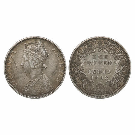 Victoria Empress, Silver, Rupee, 1898, Bombay Mint, C2/I(ii), 'B' incused. F. Prid 184. GK