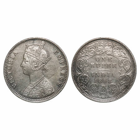 Victoria Empress, Silver, Rupee, 1898, Calcutta Mint, C3/I(i), 'C' incused. F. Prid 137. G